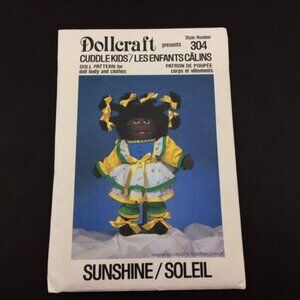 Dollcraft Cuddle Kids Sunshine Afro Canadian Doll w Clothes Pattern 304 Uncut